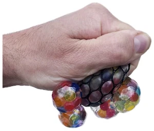 4er Set Stressbälle in Regenbogenfarben – Anti-Stress Bälle mit Netz Quetschball - Bild 1 von 8