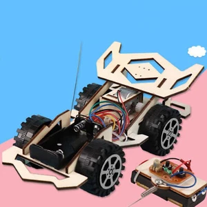 Kids Toys Assembly Building Vehicle Toys DIY RC Car Wooden Racing Car Part - Picture 1 of 5