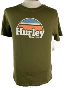 Small Hurley Herren Olivgrün Logo Tshirt Kurzarm Retro Neu - Bild 1 von 7