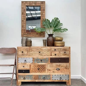 Vintage Industrial Scandinavian Timber Dresser Drawer unit Storage Sideboard - Picture 1 of 10