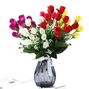 10 Kopf kleine Tulpe Rosenknospe Blumenstrauß - künstliche Seidenblumen - Bild 1 von 14