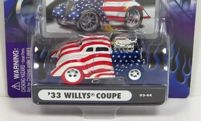 Muscle Machines Stars & Stripes Red Blue Tires 1933 Willys 33 Coupe 03-44 Chase - Image 1 of 4