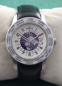 Vintage Fortis Automatic B-47 World time GMT Swiss 25J Men Watch Working "Mod"