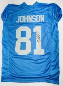 CALVIN JOHNSON SIGNED CUSTOM GAME CUT JERSEY DETROIT LIONS MEGATRON BECKETT 153 - Picture 1 of 2