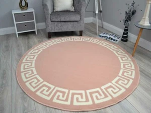 New Small Medium Large Rose Blush Pink Round Circle Circular Floor Rugs Cheap UK - Picture 1 of 1