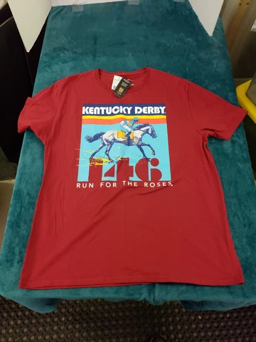 Kentucky Derby Run For The Roses Mens Red Short Sleeve T-Shirt Extra Large NWT Cover