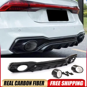 For Audi A7 S line S7 C8 19-21 Dry Carbon Fiber Rear Bumper Diffuser Lip Spoiler - Picture 1 of 15