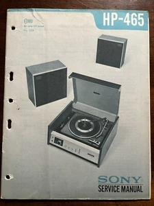 Tocadiscos Sistema de Música Estéreo Sony HP-465 Manual de Servicio Original De Colección OEM - Imagen 1 de 4