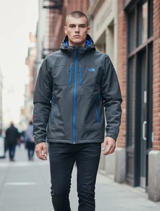 The North Face Jacket Mens XL Gray Blue Apex Elevation Primaloft Hooded Windwall - Picture 1 of 10