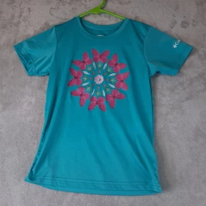 Camisa Columbia Manga Corta Azul Rosa Mariposas Mandala Niñas Jóvenes Talla S 7/8 - Imagen 1 de 8