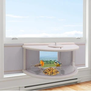 Window Bird Feeder 180°View Durable and Elegant Wood Design For Indoor Viewing - Picture 1 of 8