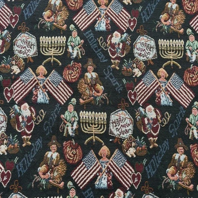 Upholestery Fabric Thick Woven Tapestry Holiday Spirit 56"wide x 2.5 yds.long - Image 1 of 4