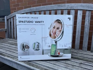 Sharper Image SpaStudio Vanity LED 8-inch 5x 10x Mirror QI Wireless Charging - Picture 1 of 5