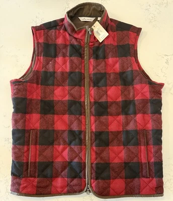 NWT Peter Millar Crown Men's Essex Quilted Wool Travel Vest - Red/Black - L $278 - Image 1 of 4