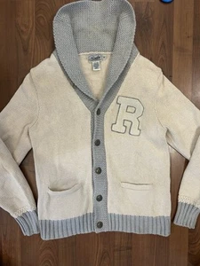 Vintage creme schwarz Rugby Polo Ralph Lauren R Strickjacke Pullover Medium Leinen/Baumwolle - Bild 1 von 14