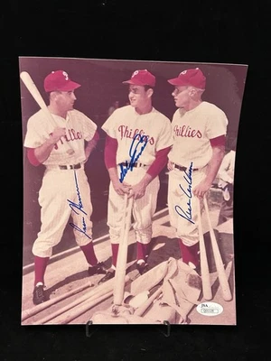 Philadelphia Phillies 1950's Signed 8x10 Photo Ashburn, Ennis, Hamner JSA COA - Image 1 of 4