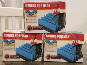 3x George Foreman Grill Lean Mean Fettreduzierende Grillmaschine Schwämme 3er Pack - Bild 1 von 7