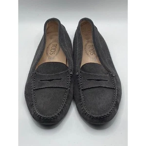 Zapatos de conducción TODS para mujer gris oscuro gommino sin cordones de gamuza centavo talla 38 (US8) - Imagen 1 de 9