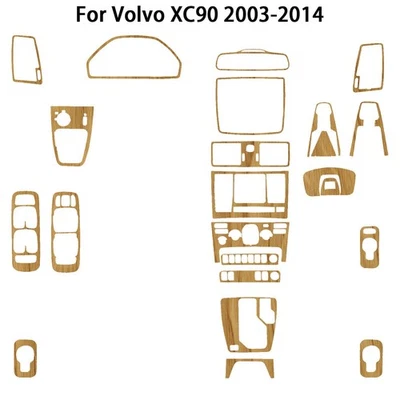 24Pcs Teak Wood Grain Set Full Interior Trim Dash Kits For Volvo XC90 2003-2014 - Image 1 of 3