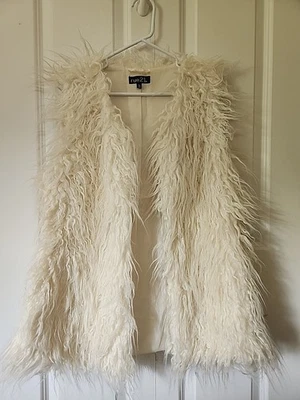 Chaleco de piel Rue 21 para mujer talla grande blanco crema frente abierto limpieza en seco  Foto 1 de 4