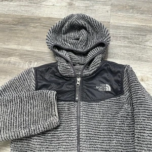 The North Face Gray Black Girls M 10/12 Zip Up Hooded Fleece Oso Jacket Gorpcore - Picture 1 of 10