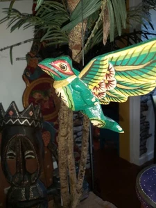 HANDMADE FLYING FROG WOODEN MOBILE - Picture 1 of 13