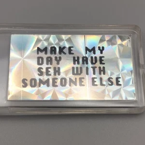 Vintage 90s Holographic Make My Day Have Sex With Someone Else Humor Keychain - Picture 1 of 7