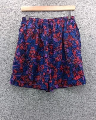 Pantalones Cortos De Colección NIKE Deletrear Abstracto Estampado Completo Forrados Natación Años 80 90 Foto 1 de 4