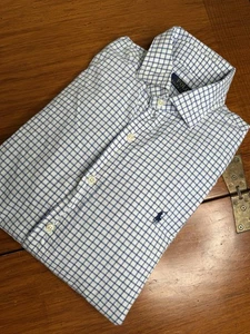 Polo Ralph Lauren Performance Manica Lunga Button Up Plaid Blu Grande Uomo - Foto 1 di 5