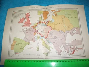 Map  of 1660-1715 Europe  from 1924 edition,Dutch school atlas. - Picture 1 of 3