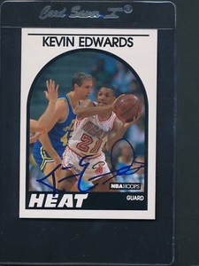 1989/90 Hoops #41 Kevin Edwards Heat Signed Auto *D8439