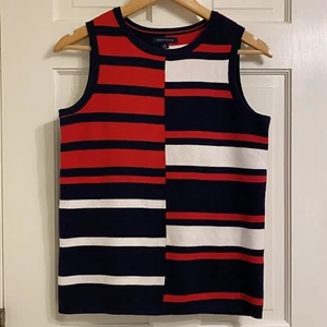 Tommy Hilfiger ärmellose Pullover Weste rot weiß blau Colorblock Rundhals S - Bild 1 von 7