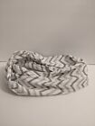Chic Gray And White Chevron Flannel Twisted Cowl Scarf – Handmade