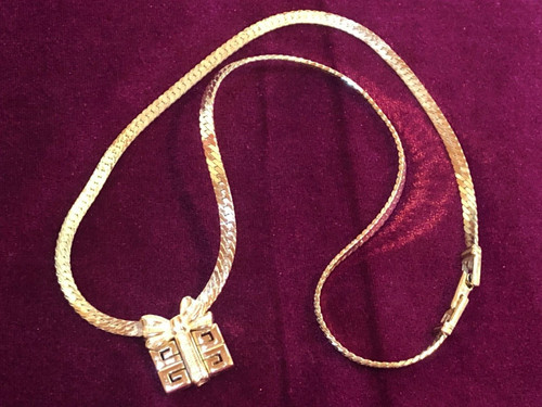 GIVENCHY Collana Catena AUTENTICA Vintage Raro Logo Oro Ciondolo Girocollo Regalo F S GI20