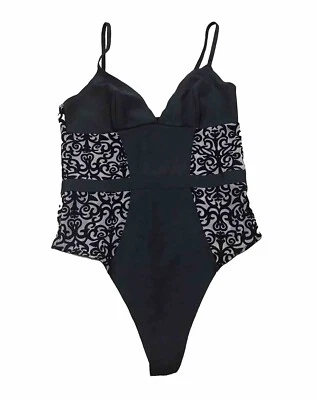 Body Victoria’s Secret Lencería Peluche Sin Forro Una Pieza Talla Pequeña Negro/Desnudo Foto 1 de 4