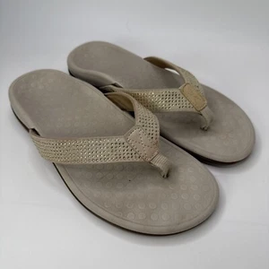 Vionic Sequined flip flops womens size 7 beige - Picture 1 of 7
