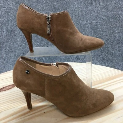 Calvin Klein Botas Mujer 6.5 M Jenny Botines Marrón Gamuza Cremallera Tacón Foto 1 de 4