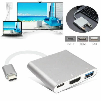 Type C USB 3.1 to USB-C 4K HDMI USB 3.0 Adapter Cable 3 in 1 Hub for Macbook Pro - Image 1 of 4