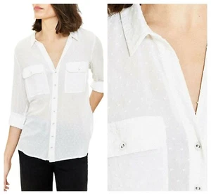 Blusa Blusa Top Ex Oasis Dobby Texturizada Crema Marfil Bolsillos Transparente - Imagen 1 de 5