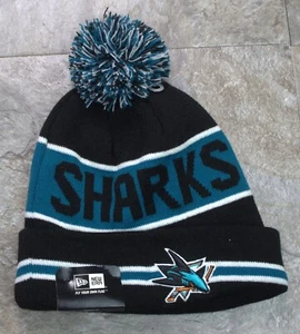NWT New Era NHL San Jose Sharks Pom Pom Knit Winter Hat/Beanie ~ NEW OLD STOCK - Picture 1 of 2