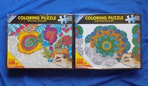 White Mountain Coloring Puzzle MANDALA & GARDEN 300pc Two Sided Jigsaw Puzzle - Picture 1 of 5