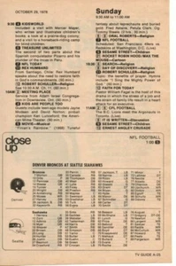 NFL FB Broncos Seahawks Gameday Roster 1978 Print Ad Clipping Page Wayne Cody - Bild 1 von 2