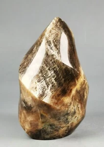 Increíble Estatua de Reiki Orbicular Llama Pulida Cristal PIEDRA LUNAR Negra - Imagen 1 de 12