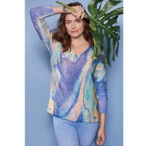 Weiche Umgebung Tallie Aquarell marmorierter strukturierter Pullover Pullover Größe XL - Bild 1 von 6