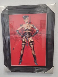 Hajime Saroyama: Lithographie Druck, signiert, gerahmt, 1997 "Mechanic Frau" 32,5x15 - Bild 1 von 2