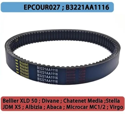 Drive Belt For Codlice EPCOUR027 B3221AA1116 Bellier XLD 50 Stella JDM X5. - Image 1 of 4