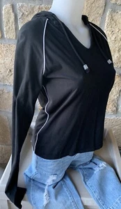 The North Face Medium Black With White Piping Hoody Top Long Sleeves A5 Series - Picture 1 of 9