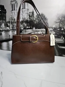 Paola Del Lungo Firenze Italian Leather Brown Shoulder Bag 12x8x4" Italy NEW - Picture 1 of 11