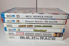 Nintendo Wii and Wii U Lot 6 games NES Remix Pack, Super Mario 3D world, TESTED.