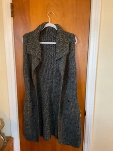 PRANA vorne offen ärmellos Staubmantel Cardigan Pullover Wolle Strick geräumig Gr. XS grau - Bild 1 von 8